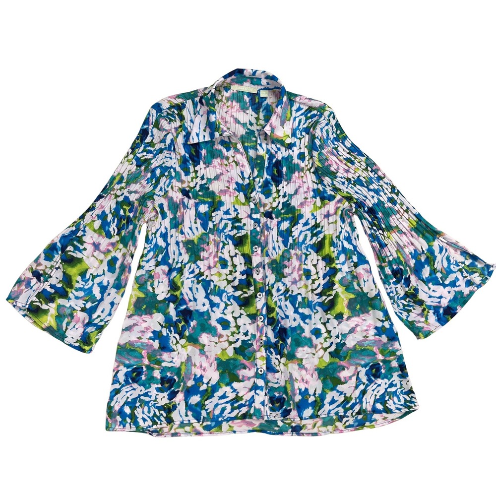 Floral Blouse Bell Sleeve‎ Womens Small Artsy Maximalist